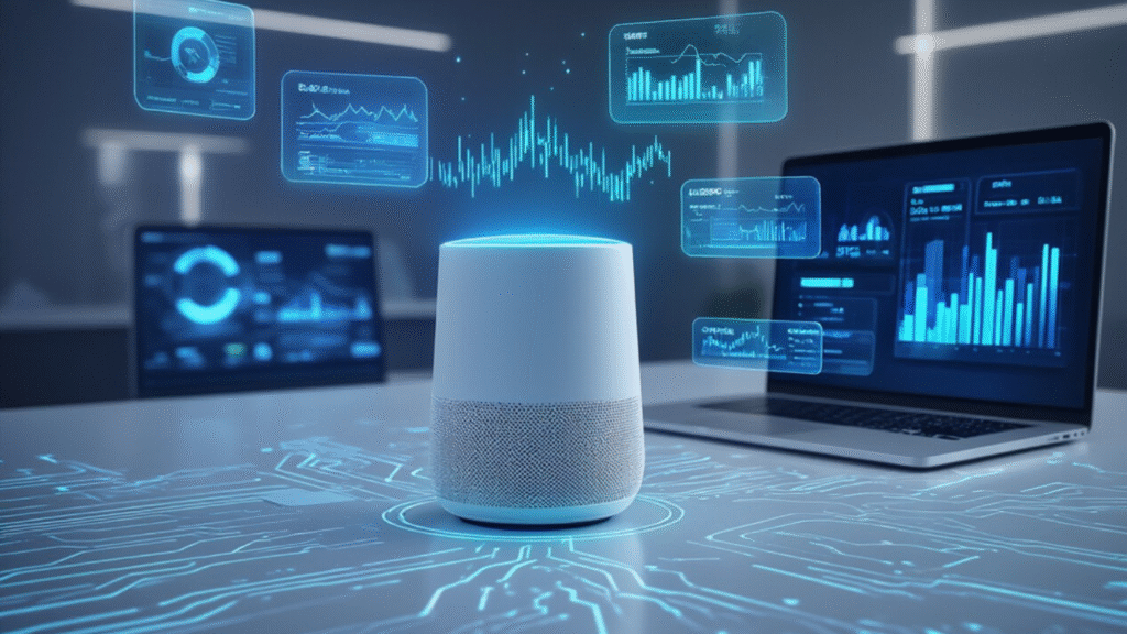 Visual representation of Answer Engine Optimization (AEO), highlighting voice search, AI assistants, and search engines delivering direct answers through featured snippets, FAQs, and structured data.